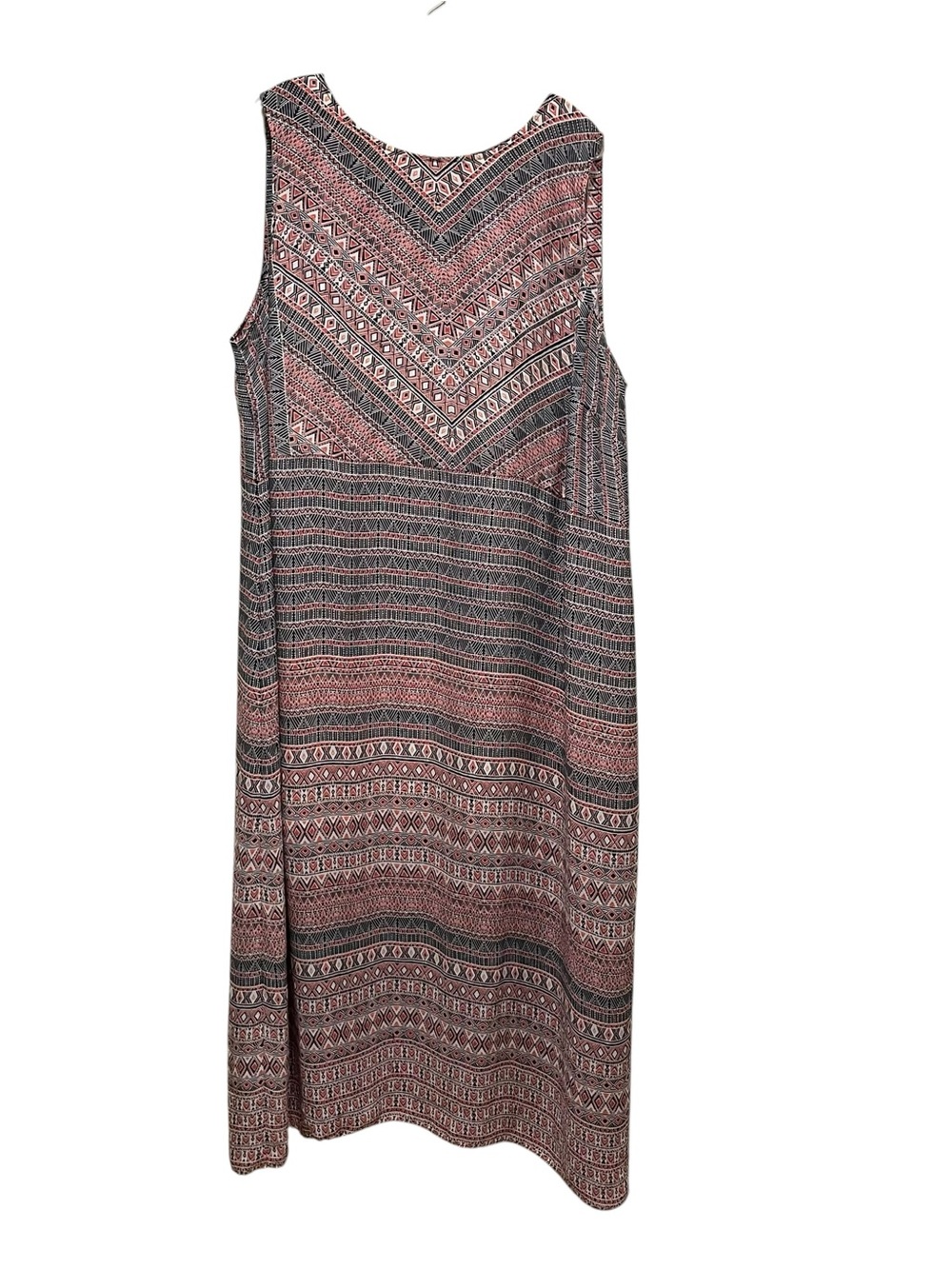Nic+Zoe Geometric Print Maxi Dress Red Black Womens Size 2X Sleeveless Lined